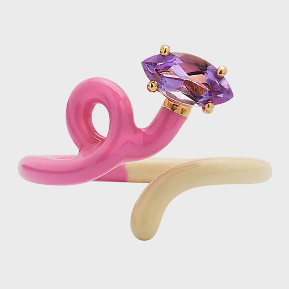 Bea Bongiasca 9K Baby Vine Ring in Pink and White with Amethyst